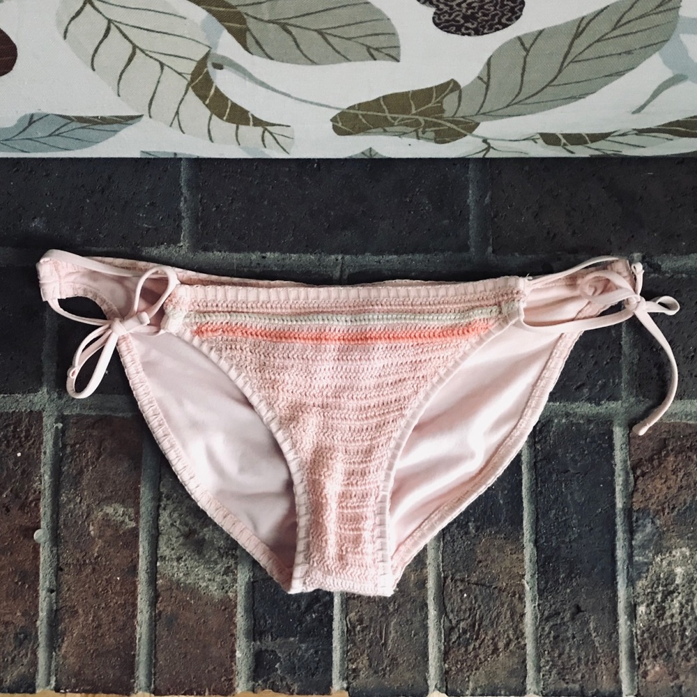 Pink knit bikini bottoms